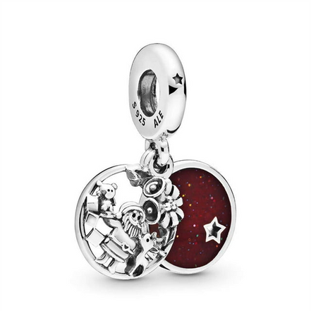 Santa Love, Peace, Joy Burgundy Enamel Charm