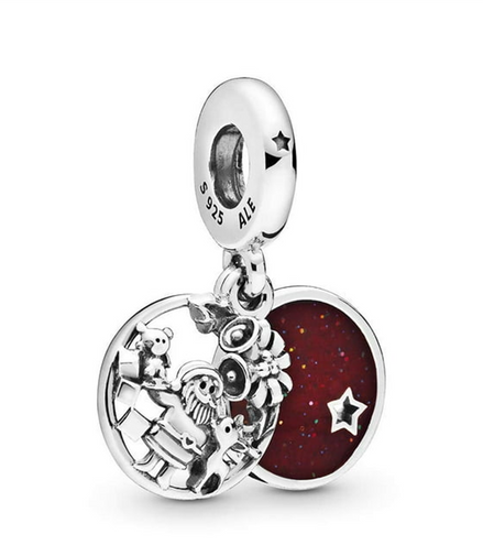 Santa Love, Peace, Joy Burgundy Enamel Charm