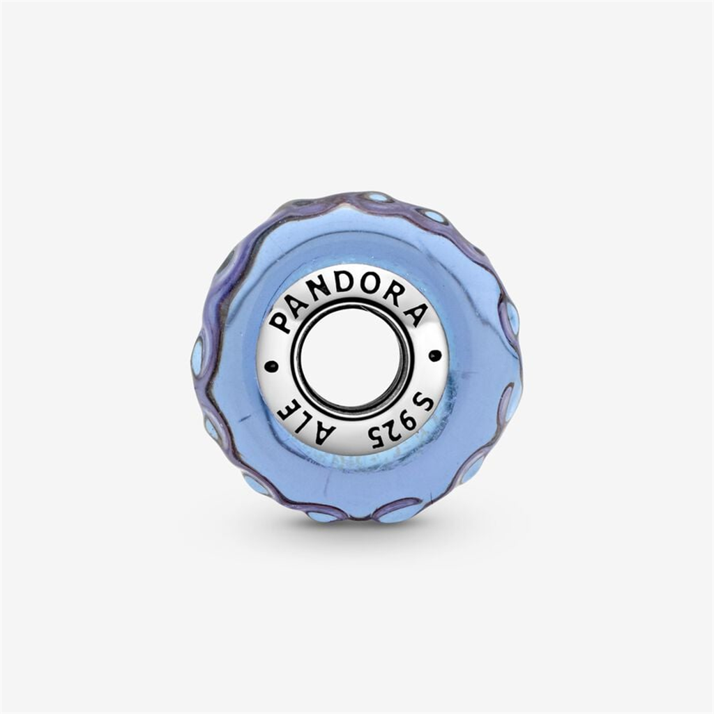 Pandora Moments Wavy Iiridescent And Lavender Murano Glass Charm