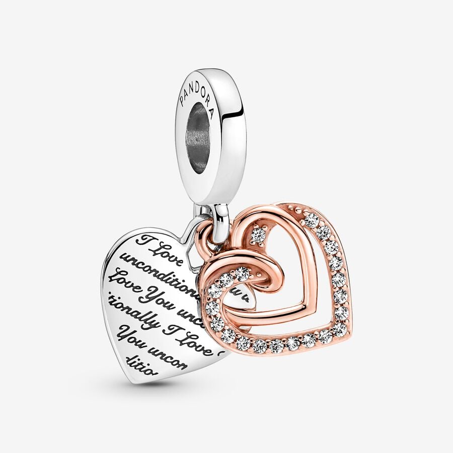 Pandora Moments Entwined Hearts Double Dangle Charm