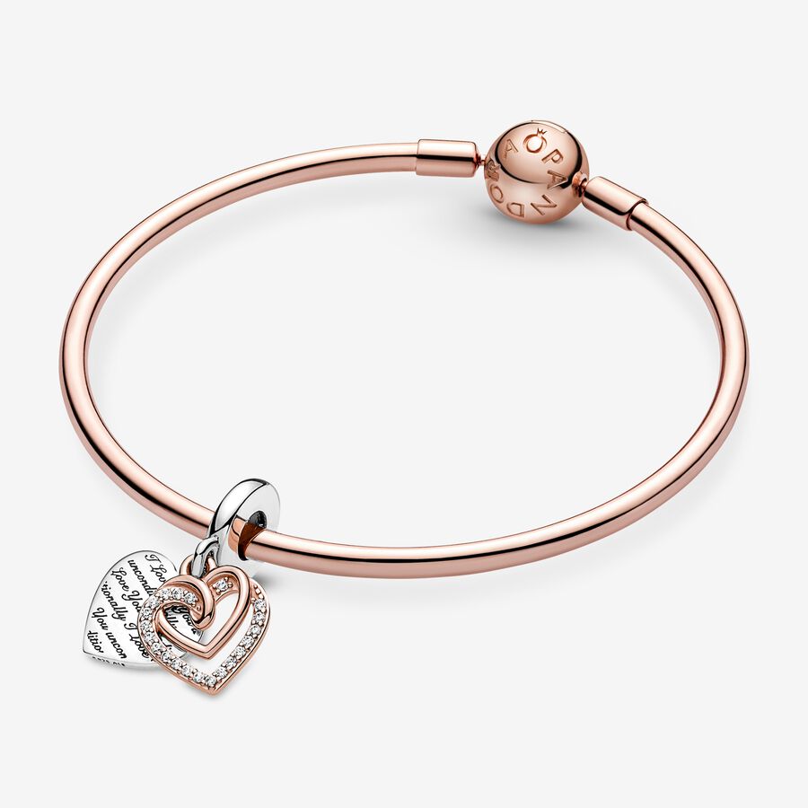 Pandora Moments Entwined Hearts Double Dangle Charm