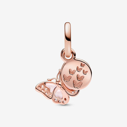 Pandora Moments Pink Butterfly And Quote Double Dangle Charm