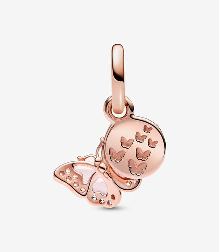 Pandora Moments Pink Butterfly And Quote Double Dangle Charm