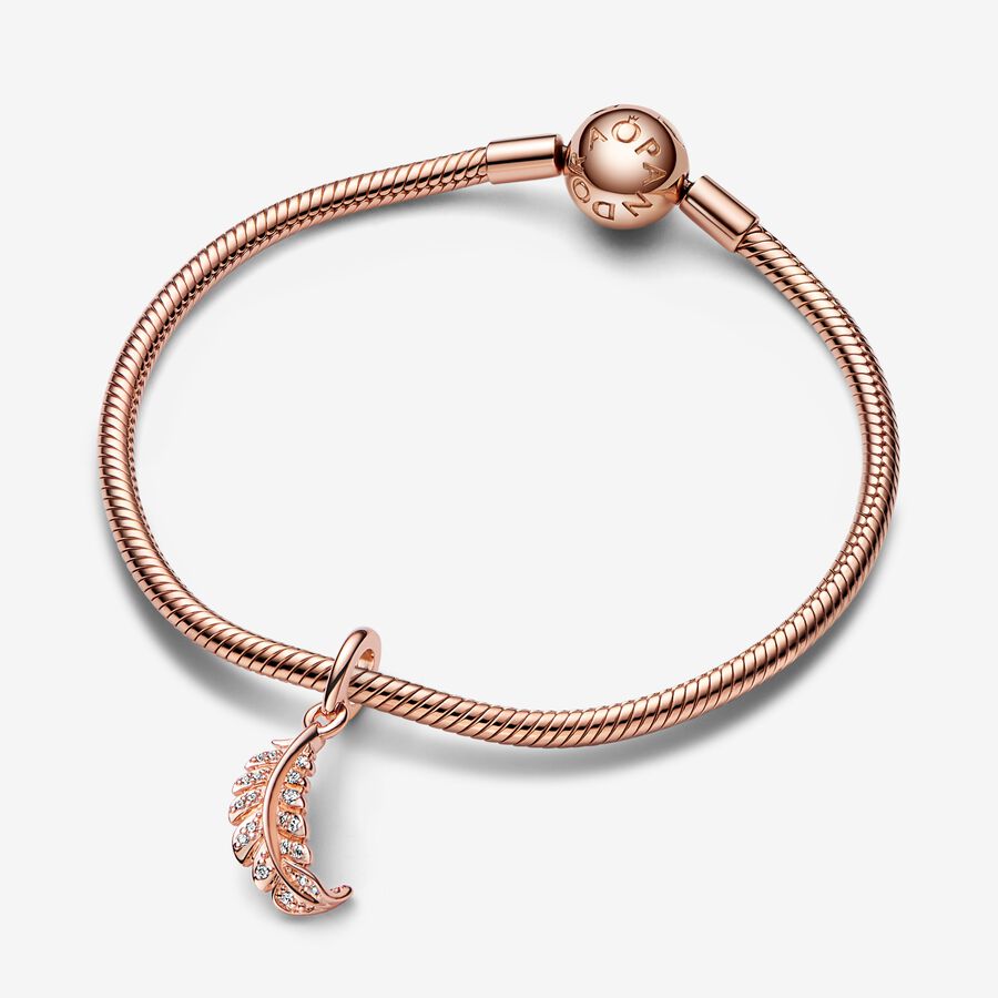 Pandora Moments Floating Curved Feather Dangle Charm