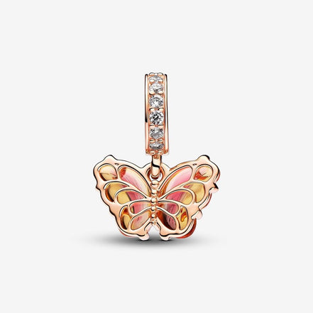 Pandora Moments Pink And Yellow Murano Glass Butterfly Dangle Charm