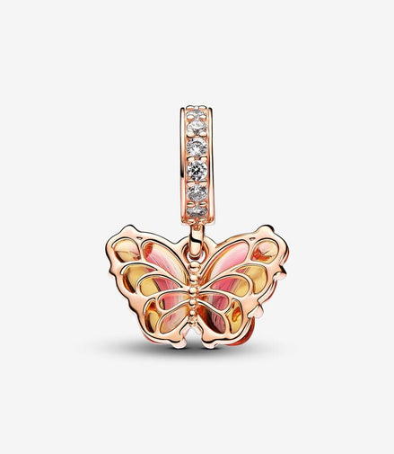 Pandora Moments Pink And Yellow Murano Glass Butterfly Dangle Charm