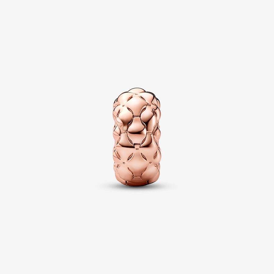Pandora Moments 14K Rose Gold Plated Studded Clip Charm