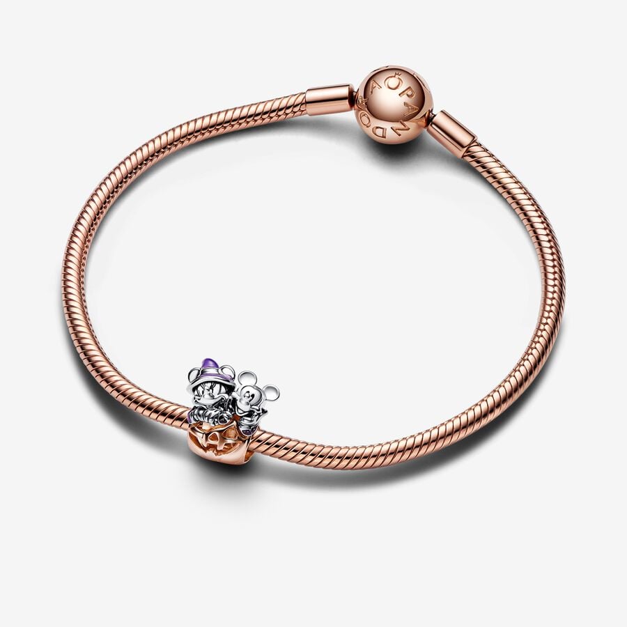 Disney Pandora Mickey Mouse & Minnie Mouse Halloween Pumpkin Charm