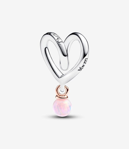 Pandora Moments Two-Tone "Mom" Wrapped Heart Charm