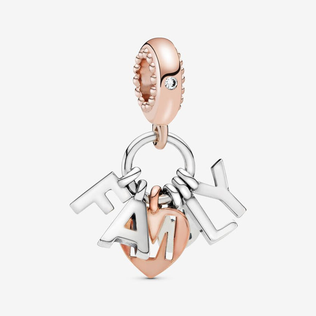Pandora Moments Two-Tone "Family" Letters Dangle Charm