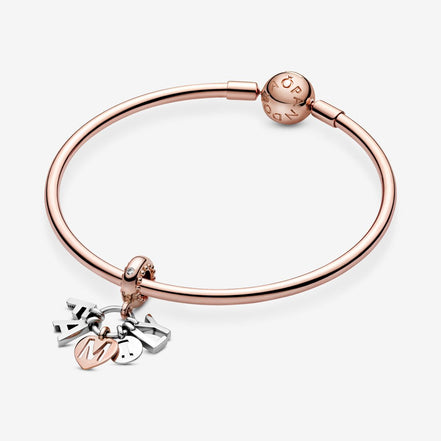 Pandora Moments Two-Tone "Family" Letters Dangle Charm