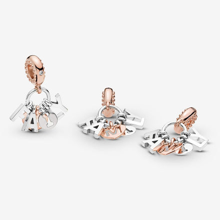Pandora Moments Two-Tone "Family" Letters Dangle Charm