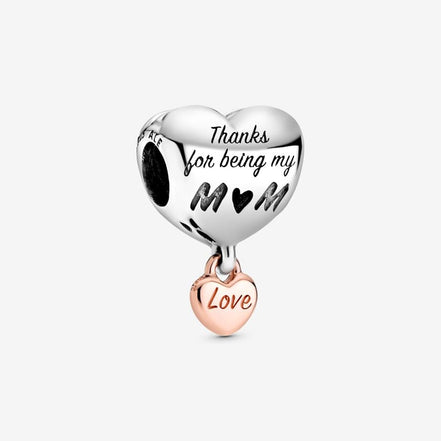 Pandora Moments Two-Tone "Thank You For Being My Mom" Heart Charm