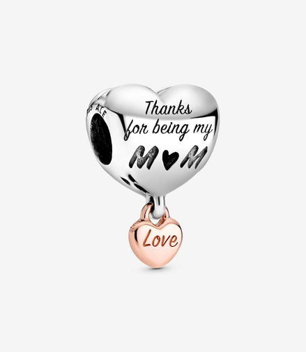 Pandora Moments Two-Tone "Thank You For Being My Mom" Heart Charm