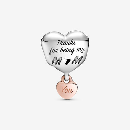 Pandora Moments Two-Tone "Thank You For Being My Mom" Heart Charm