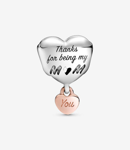 Pandora Moments Two-Tone "Thank You For Being My Mom" Heart Charm