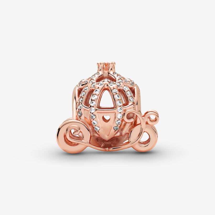 Pandora Disney 14K Rose Gold Plated Cinderella Sparkling Carriage Charm