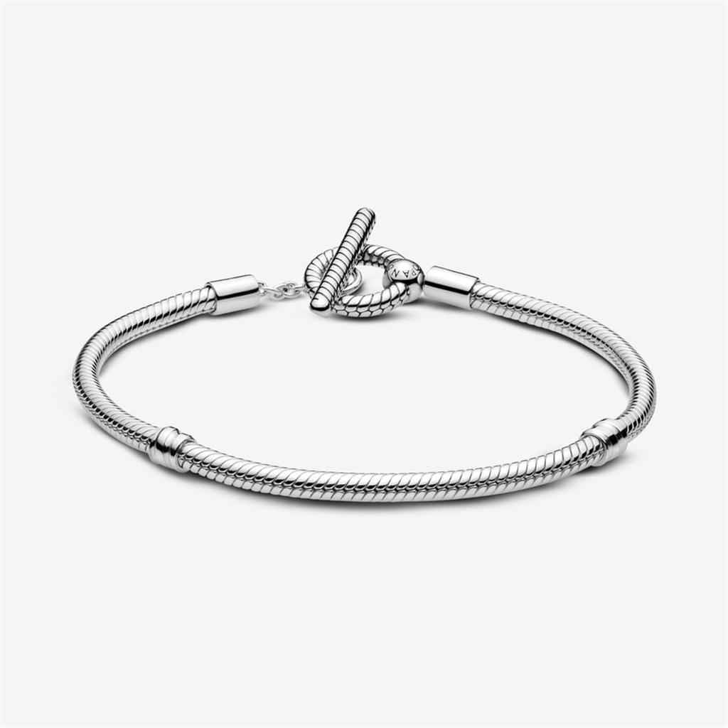 Pandora Moments T-Bar Snake Chain Bracelet Size 17