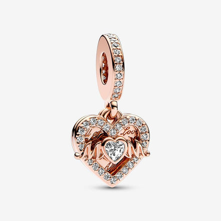 Pandora Moments Heart & Mom Dangle Charm