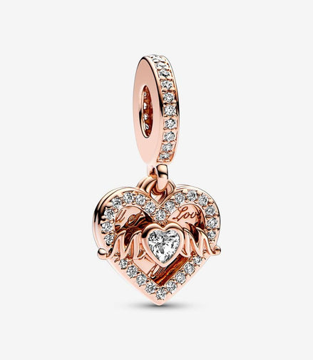 Pandora Moments Heart & Mom Dangle Charm