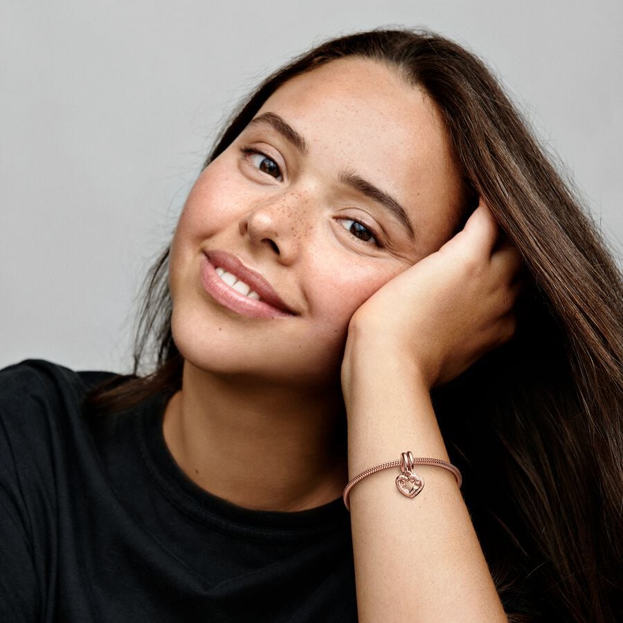 Pandora Moments Linked Sister Hearts Split Dangle Charm