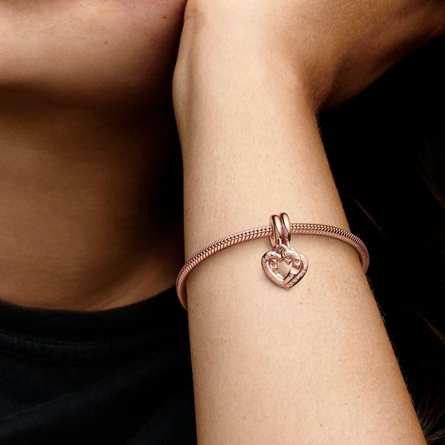 Pandora Moments Linked Sister Hearts Split Dangle Charm