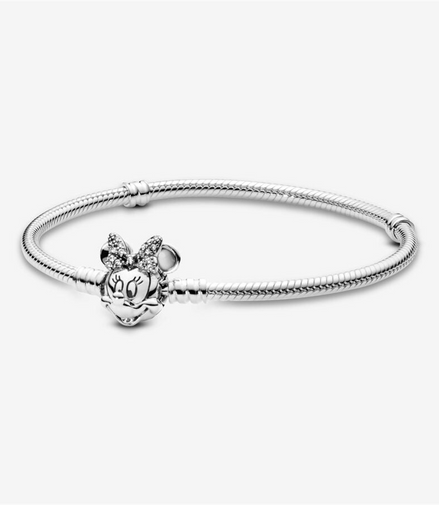 Pandora Disney Minnie Mouse Snake Chain Charm Bracelet Size 16