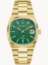 Bulova Super Seville Green Dial Gold Tone Bracelet Watch