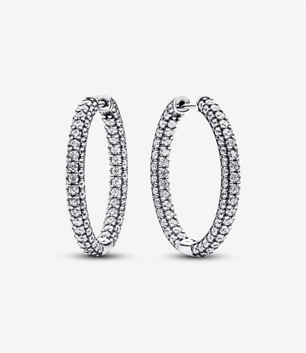 Pandora Timeless Pavé Single-Row Inside/Out Hoop Earrings