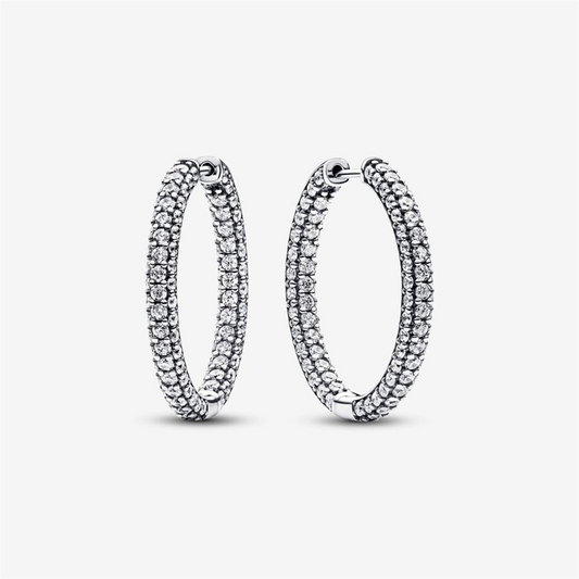 Pandora Timeless Pavé Single-Row Inside/Out Hoop Earrings