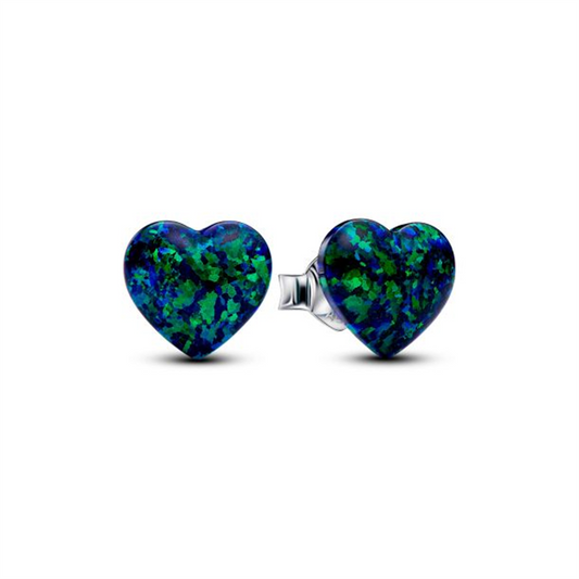 Pandora Moments Opalescent Green Heart Stud Earrings