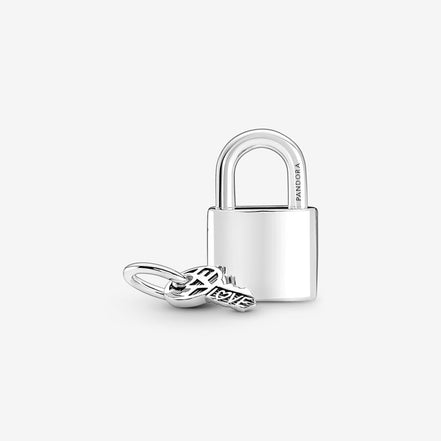 Pandora Moments Engraveable Padlock and Key Dangle Charm