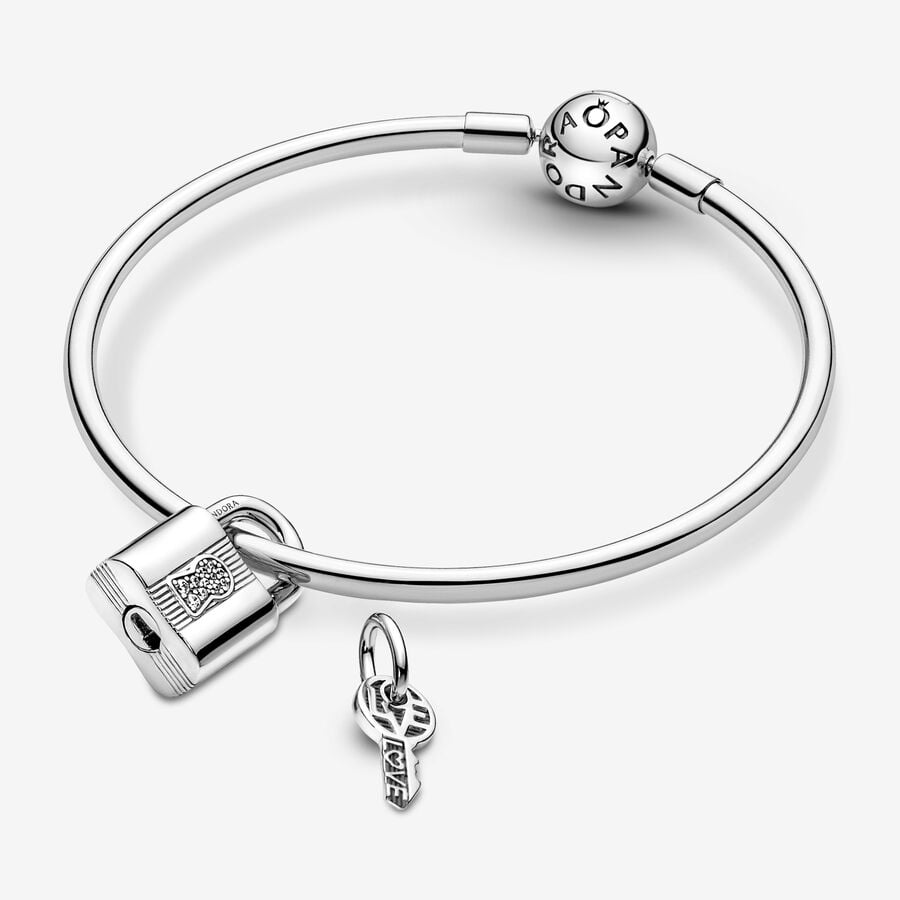 Pandora Moments Engraveable Padlock and Key Dangle Charm