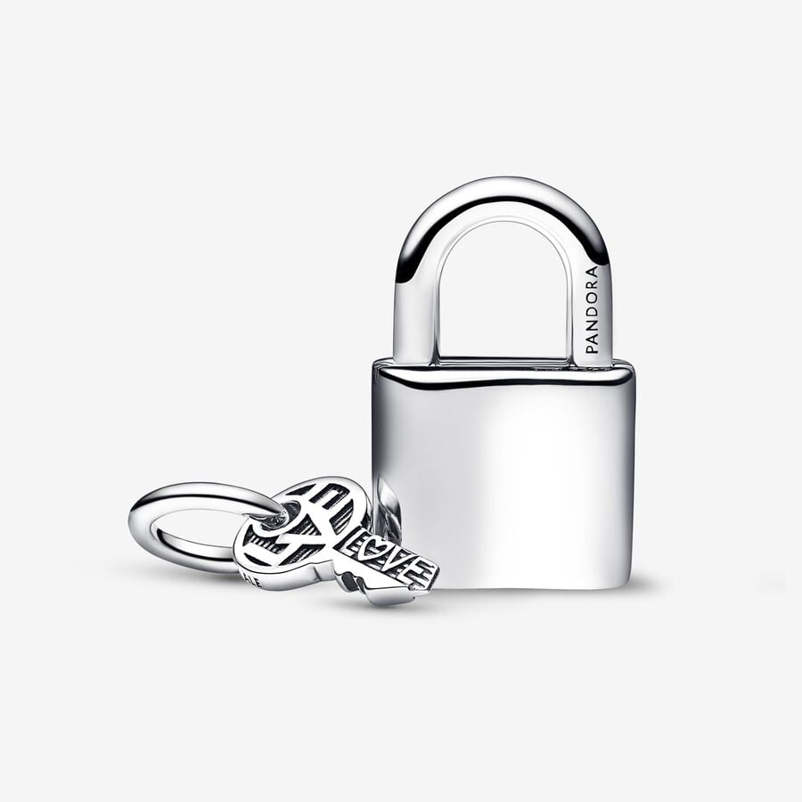 Pandora Moments Engraveable Padlock and Key Dangle Charm