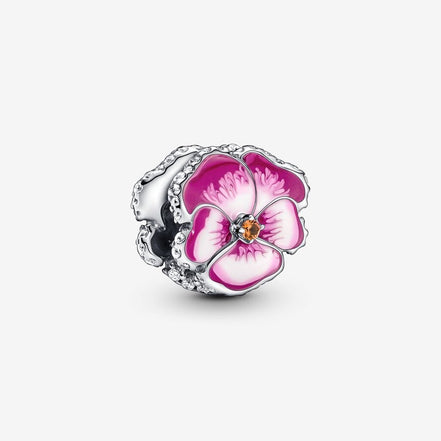 Pandora Moments Pink Pansy Flower Charm