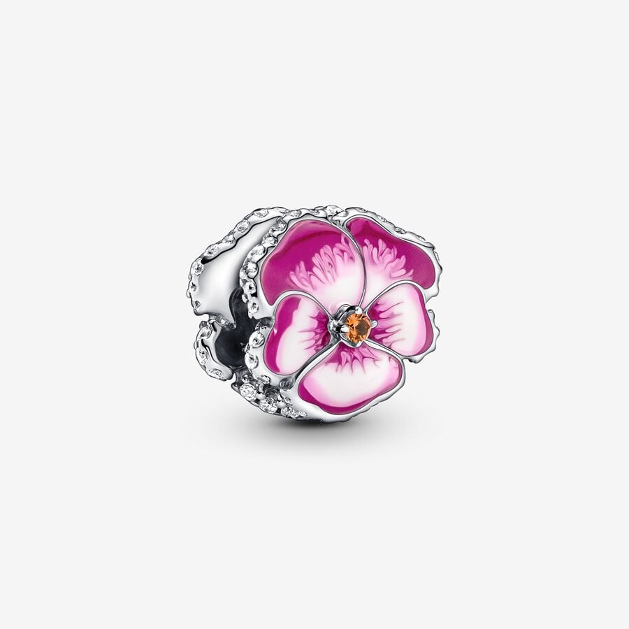 Pandora Moments Pink Pansy Flower Charm