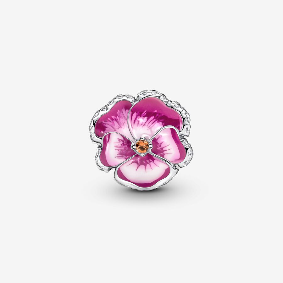 Pandora Moments Pink Pansy Flower Charm
