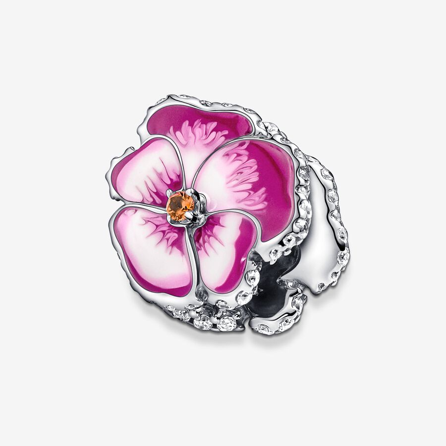 Pandora Moments Pink Pansy Flower Charm