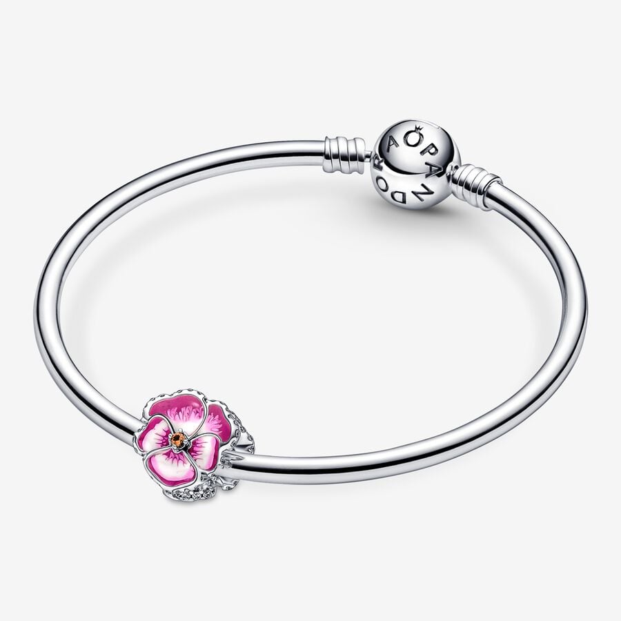 Pandora Moments Pink Pansy Flower Charm