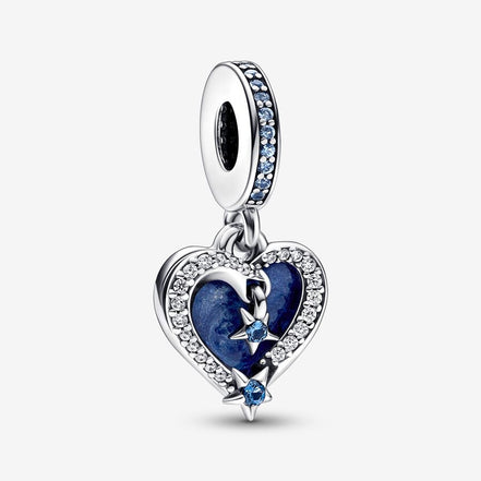 Pandora Moments Celestial Shooting Star Heart Double Dangle Charm