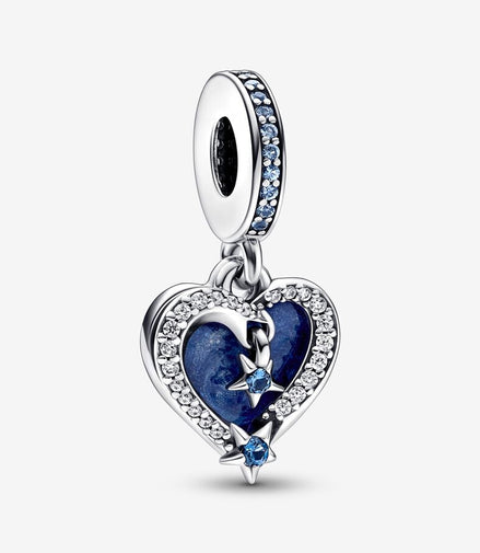 Pandora Moments Celestial Shooting Star Heart Double Dangle Charm