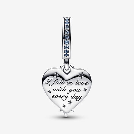Pandora Moments Celestial Shooting Star Heart Double Dangle Charm