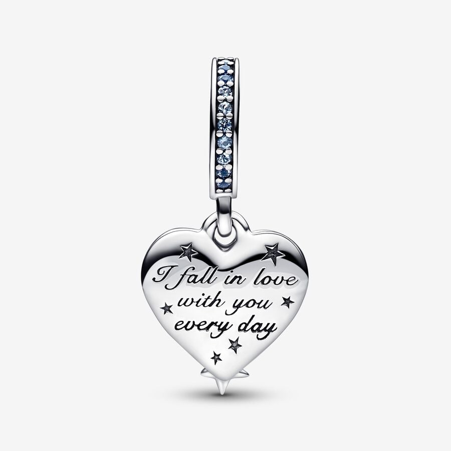 Pandora Moments Celestial Shooting Star Heart Double Dangle Charm