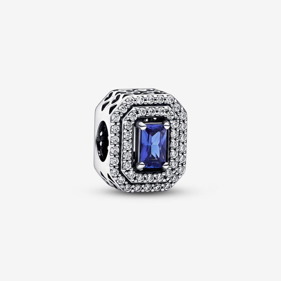 Pandora Timeless Blue Sparkling Leveled Rectangular Charm