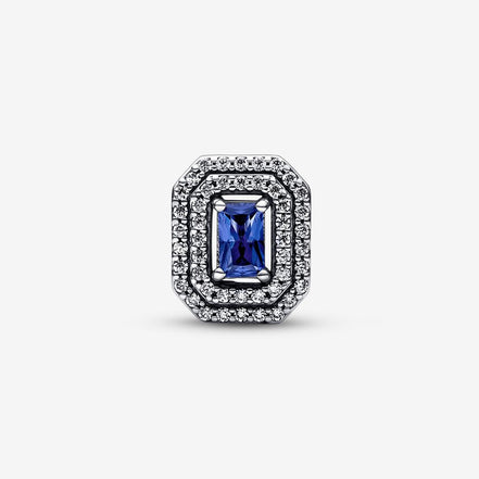 Pandora Timeless Blue Sparkling Leveled Rectangular Charm
