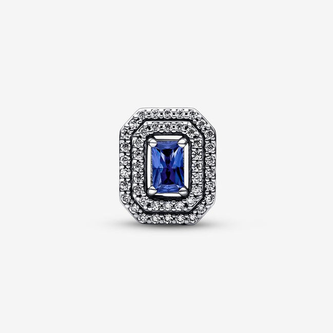 Pandora Timeless Blue Sparkling Leveled Rectangular Charm