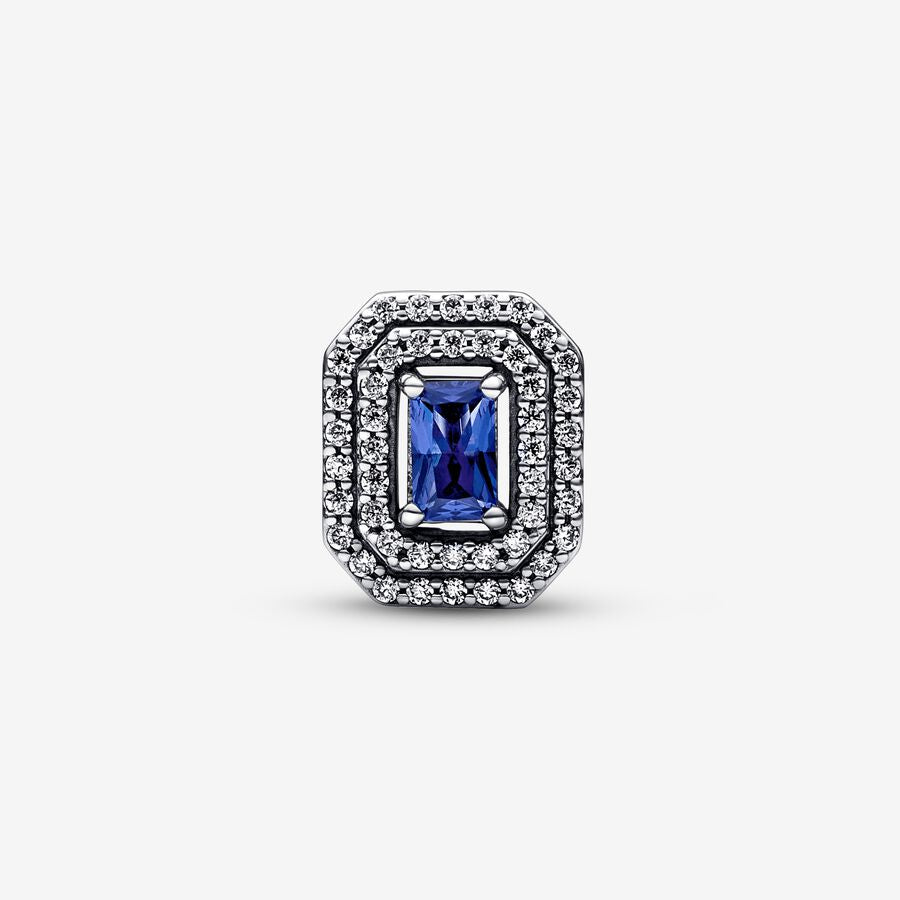 Pandora Timeless Blue Sparkling Leveled Rectangular Charm