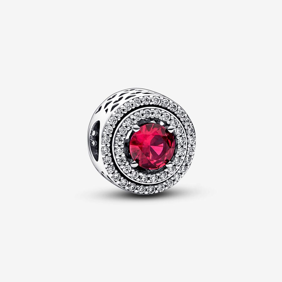 Pandora Moments  Red Sparkling Leveled Round Charm
