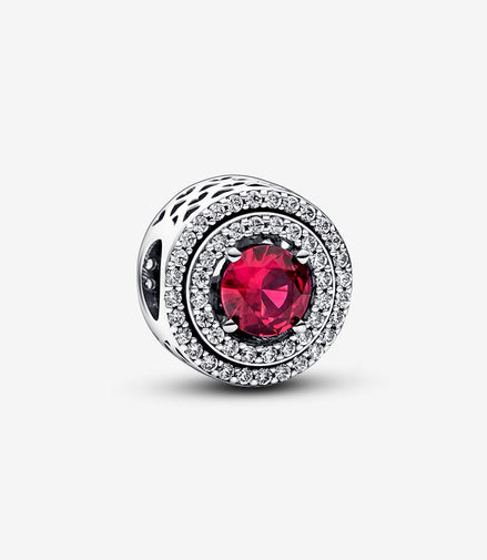 Pandora Moments  Red Sparkling Leveled Round Charm