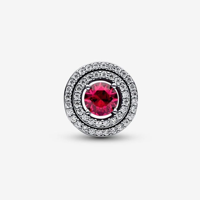 Pandora Moments  Red Sparkling Leveled Round Charm